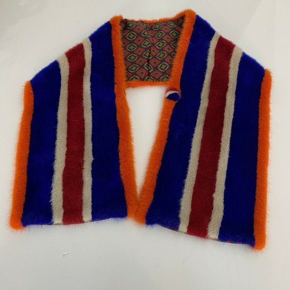 $5k RARE! ETRO Genuine Dyed Mink and Silk SHAWL WRAP STOLE SCARF 58" X 10" - Picture 6 of 9